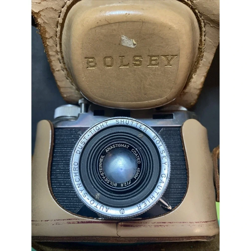 Vintage Bolsey Gauthier Auto Synchro Camera Set O Matic Lens 45mm 2.8 W/ Case B2